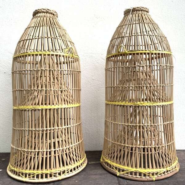 RATTAN BASKET Tribal Fiber Old Artifact Basketry Borneo Weaving