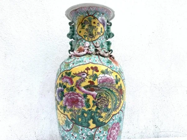 SELLING CHEAP peranakan vase Jar Phoenix and Peonies Flower Pot Pottery Feng Shui