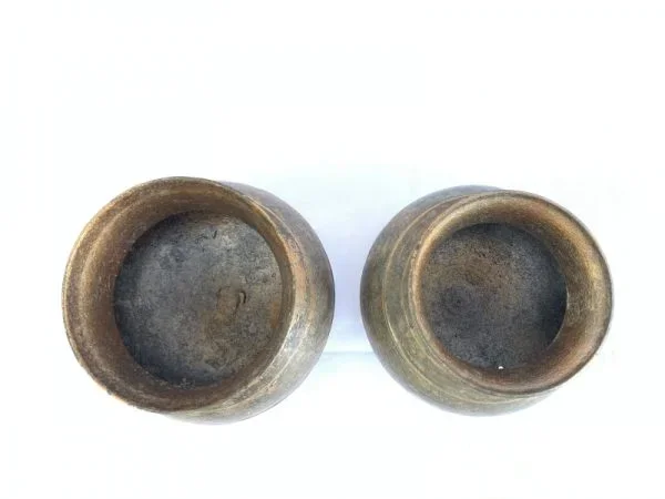 ONE PAIR Cooking POT Of Borneo 120mm Antique Brass Cooker Basin Couldron Metal