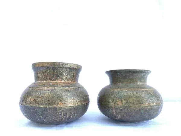 ONE PAIR Cooking POT Of Borneo 120mm Antique Brass Cooker Basin Couldron Metal