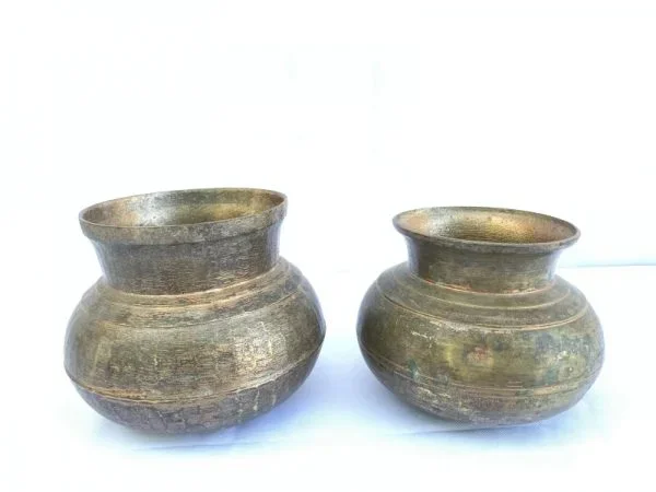 ONE PAIR Cooking POT Of Borneo 120mm Antique Brass Cooker Basin Couldron Metal