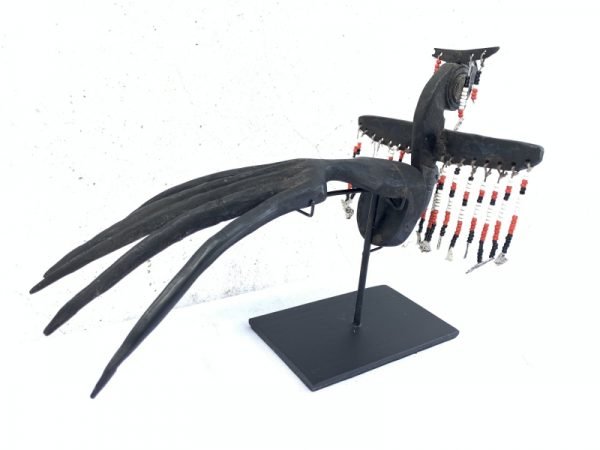 DAYAK CROWN 270mm BIRD STATUE Dayak Women Headdress Old Jewelry Sculpture