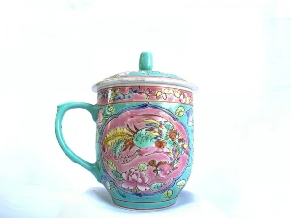 EXTREMELY RARE 130mm OLD NYONYA COVERED TEACUP peranakan utensils Cup Asian Culture