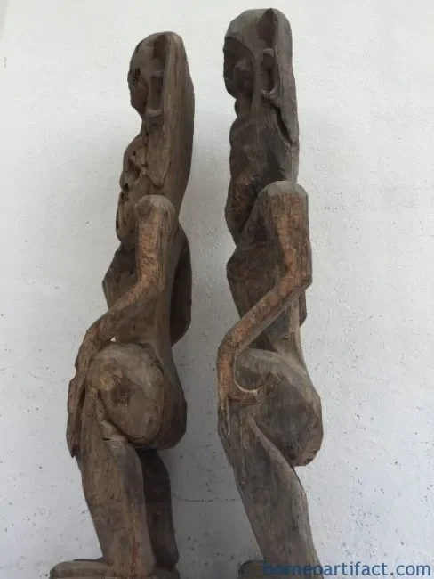 WEATHERED ANCESTRAL STATUE (ONE Pair) Dayak Figure Sculpture Guardian Mythical
