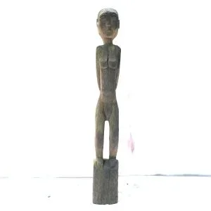 OLD 630mm Dayak KAYAN STATUE Billion Wood Figure Female Sculpture Native Tribal Tribe Borneo