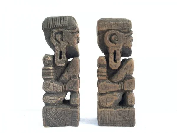 HANDMADE STATUE 170mm DAYAK Bahau Human Abstract Art People Figure Figurine Sculpture Paperweight Tribal Tribe