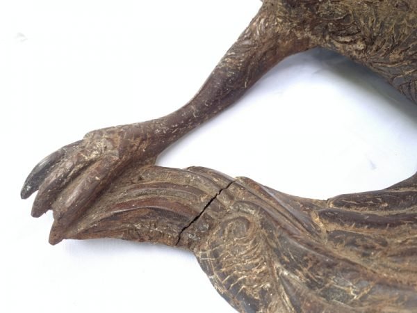 ANTIQUE SCULPTURE 420mm KOI BIRD Ironwood Figure Statue Animal Native Borneo