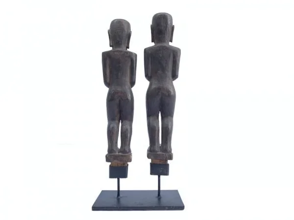 BATAK COUPLE 210mm ARTIFACT Ancestral Facial Sculpture Tribal Fertility Statue Indonesia