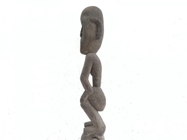 Hampatong GUARDIAN POLE 410mm ANTIQUE Tribal Statue Handmade Sculpture Eroded Primitive Figure