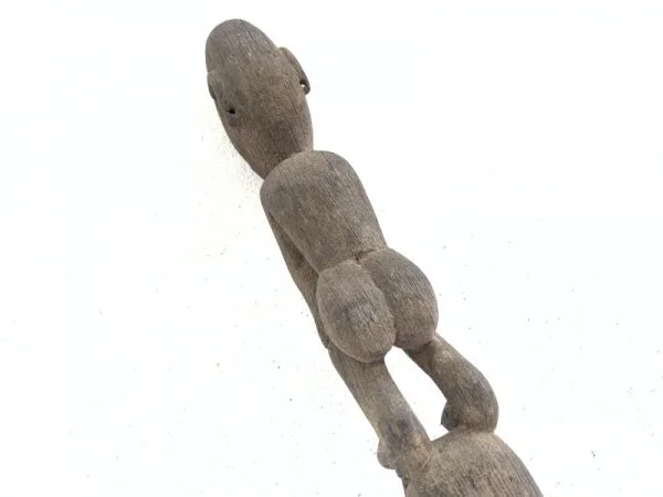 Hampatong GUARDIAN POLE 410mm ANTIQUE Tribal Statue Handmade Sculpture Eroded Primitive Figure