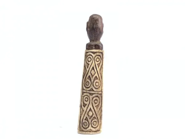 BATAK BONE CONTAINER 140mm Betel Nut Medicine Jewelry Tribal Box Figure