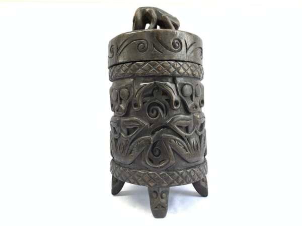 ABORIGINAL CONTAINER 450mm Rice Jar Dayak Bahau Borneo Tribal Figure Figurine Old Box