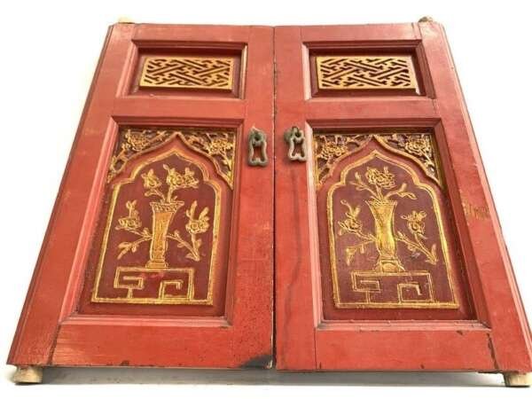 Chinese Window 420 x 220mm One Pair Wedding Gift Old Dynasty Famille Rose Painting Sculpture