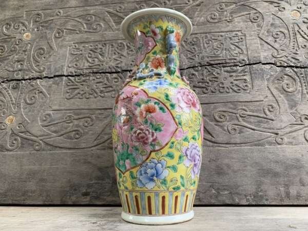 Peranakan Vase Jar Phoenix and Peonies Flower Pot Vase Pottery Feng Shui Baba Nyonya
