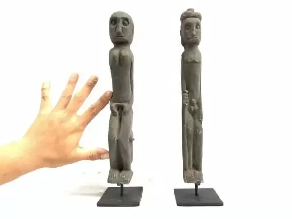 Tribal Fertility Statue (1 Pair Male Female) Rock Stone Figure Figurine Sculpture Naked Batak Couple