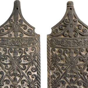 Wooden Armor Shield (One Pair) Tribal Guard Wood Carving Wall Deco Sculpture Open Artwork Borneo