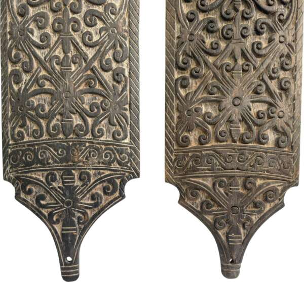 Wooden Armor Shield (One Pair) Tribal Guard Wood Carving Wall Deco Sculpture Open Artwork Borneo