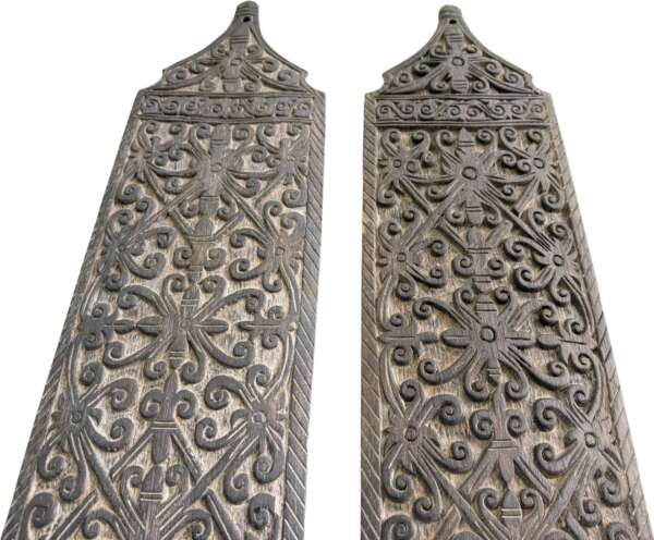 Wooden Armor Shield (One Pair) Tribal Guard Wood Carving Wall Deco Sculpture Open Artwork Borneo