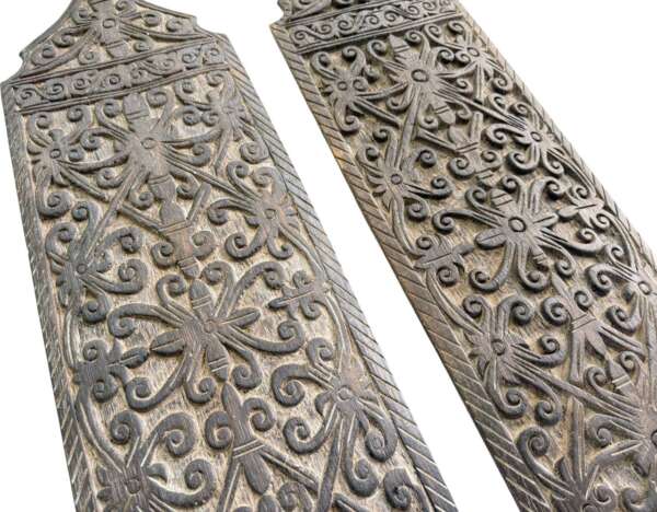 Wooden Armor Shield (One Pair) Tribal Guard Wood Carving Wall Deco Sculpture Open Artwork Borneo
