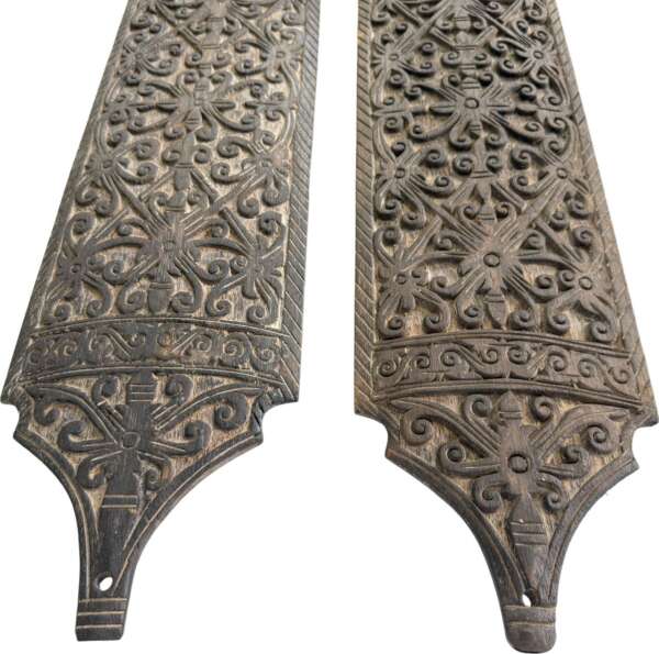 Wooden Armor Shield (One Pair) Tribal Guard Wood Carving Wall Deco Sculpture Open Artwork Borneo