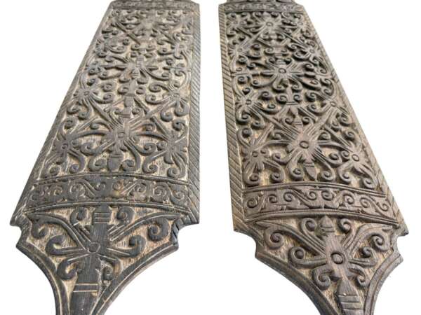 Wooden Armor Shield (One Pair) Tribal Guard Wood Carving Wall Deco Sculpture Open Artwork Borneo