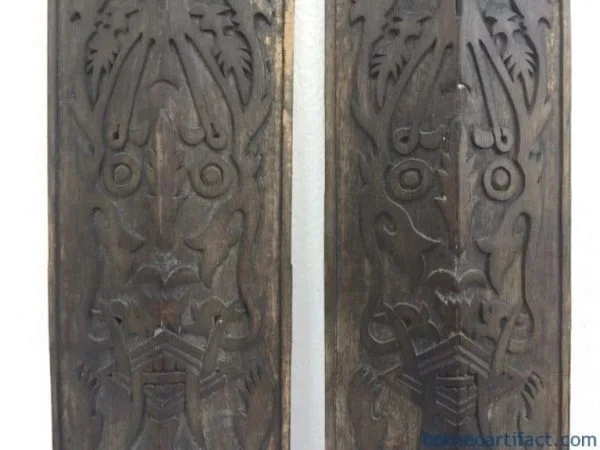 TRIBALPAINTINGxOLDWALLPANELShieldFigureStatueSculptureDayakDyakNativeAsia