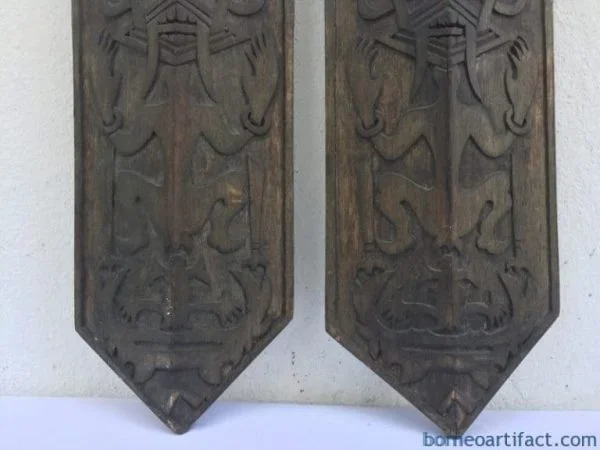 TRIBALPAINTINGxOLDWALLPANELShieldFigureStatueSculptureDayakDyakNativeAsia