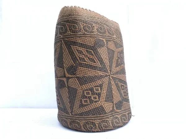 AUTHENTIC OLD BASKET 280mm Traditional Borneo Weaving Woven Fiber Art Rattan Bag #2