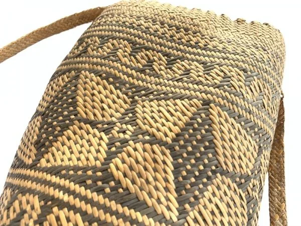 AUTHENTIC ethnic BASKET 280mm Traditional Borneo Weaving Woven Fiber Art Rattan Bag #5