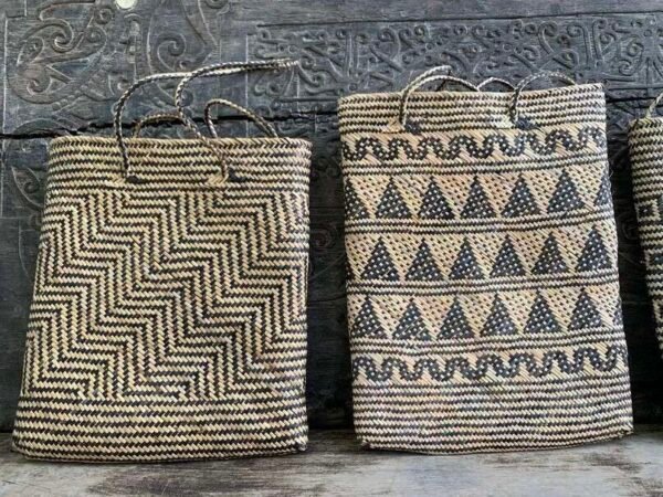 Rattan Shoulder Bag (3 Pieces) Weaving Basket Tote Handbag Traditional Fiber Art Borneo