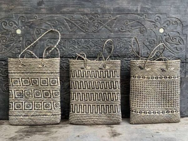 Tribal Bag (3 Pieces) Shoulder Bag Weaving Basket Tote Handbag Traditional Rattan Fiber Art