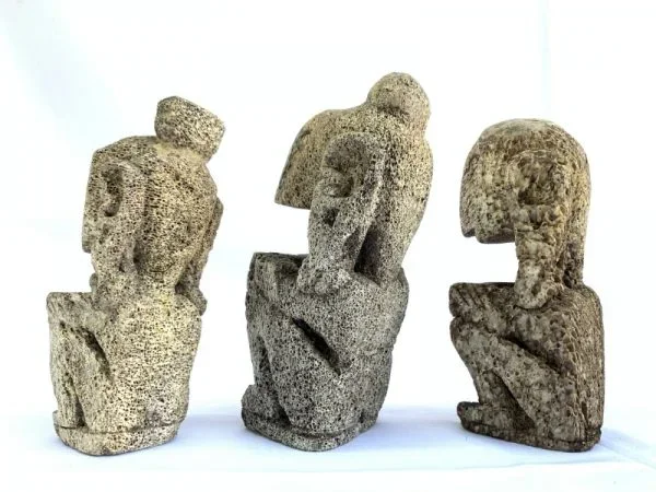RAJA TANIMBAR (Set Of Three) STATUE Figure Figurine Sculpture Tribal Native Asia Ocean Art
