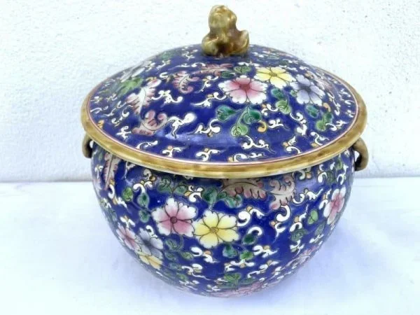 DENSEFLORA.&#;BLUEKAMCHENGPeranakanNyonyaChineseCeramicCoveredJarContainerAsianArtCulture