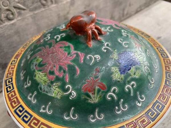 Kamcheng Peranakan 210mm Deep Green Kam Cheng Baba Nyonya Chinese Ceramic Covered Jar Container
