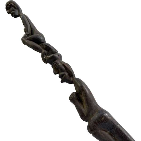 Human Offering Sculpture 520mm Ritual Pole Dayak Bahau Guardian Figure Artifact Antique Effigy Borneo