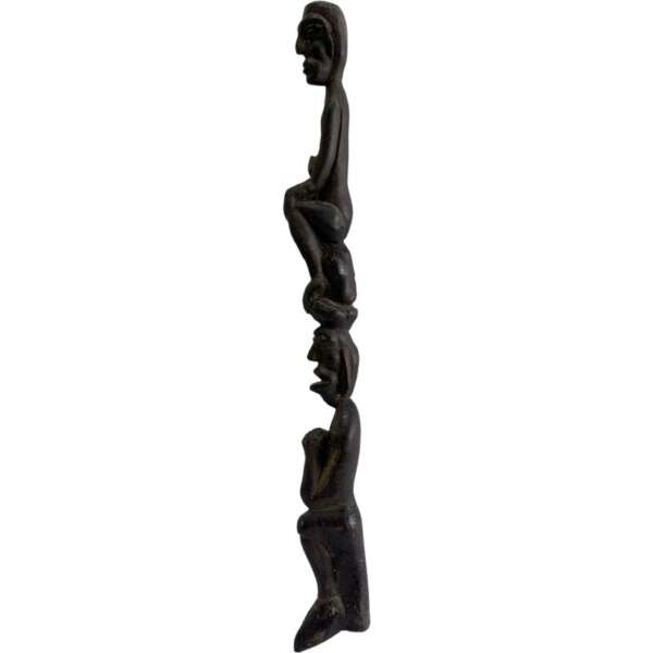 Human Offering Sculpture 520mm Ritual Pole Dayak Bahau Guardian Figure Artifact Antique Effigy Borneo