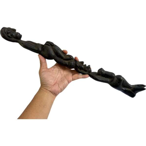 Human Offering Sculpture 520mm Ritual Pole Dayak Bahau Guardian Figure Artifact Antique Effigy Borneo