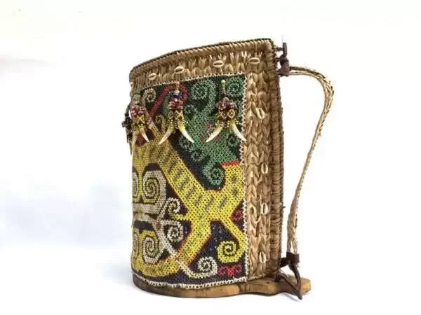 Beads Carrier 350mm Dayak Child Baby Backpack Tribe Tribal Traditional Beaded Fiber Art