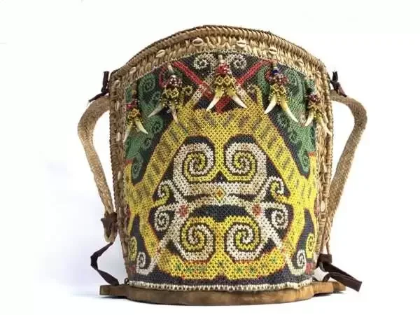 Beads Carrier 350mm Dayak Child Baby Backpack Tribe Tribal Traditional Beaded Fiber Art
