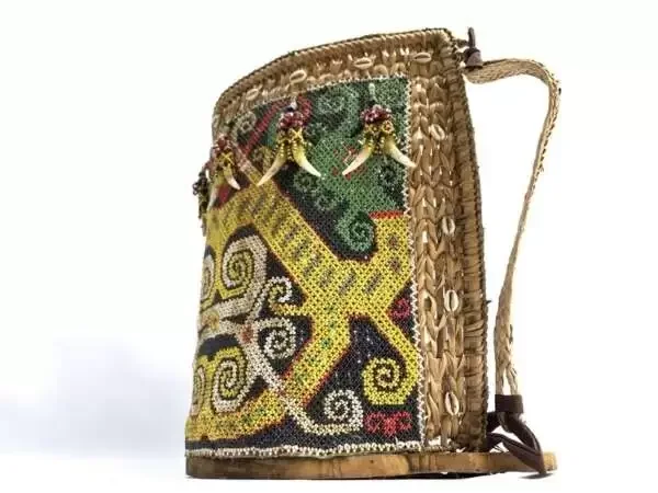 Beads Carrier 350mm Dayak Child Baby Backpack Tribe Tribal Traditional Beaded Fiber Art