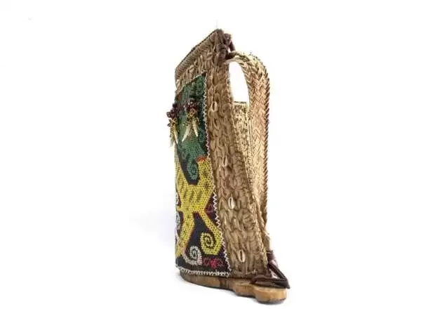 Beads Carrier 350mm Dayak Child Baby Backpack Tribe Tribal Traditional Beaded Fiber Art