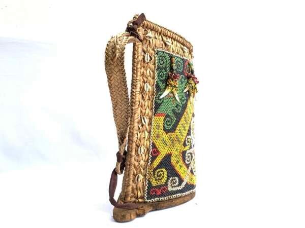 Beads Carrier 350mm Dayak Child Baby Backpack Tribe Tribal Traditional Beaded Fiber Art