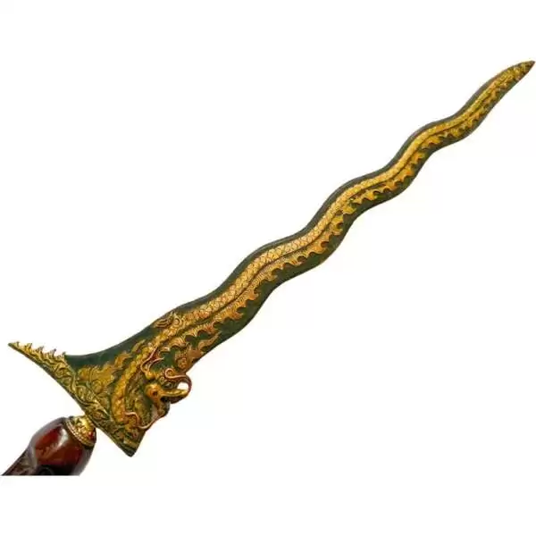 Traditional Asian Dagger 525mm Golden Dragon Keris Naga Nogo Emas Kris Sumatra Weapon Knife Blade Sword Kriss