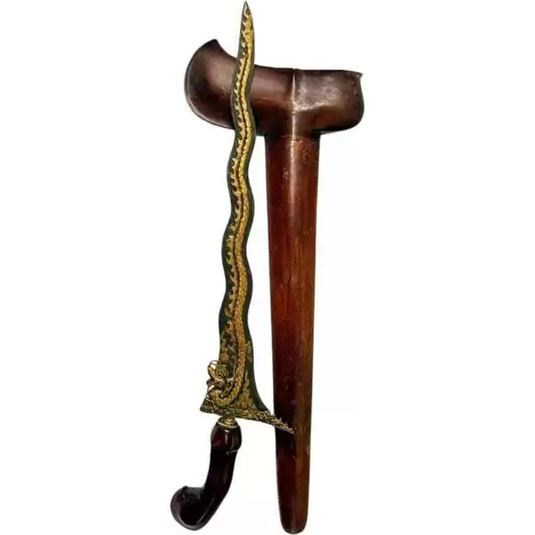 Traditional Asian Dagger 525mm Golden Dragon Keris Naga Nogo Emas Kris Sumatra Weapon Knife Blade Sword Kriss