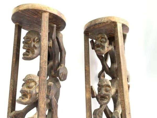 Tribal Stool 500mm One Pair Irian Asmat Papua Chair Furniture Bench Table Wooden Stand