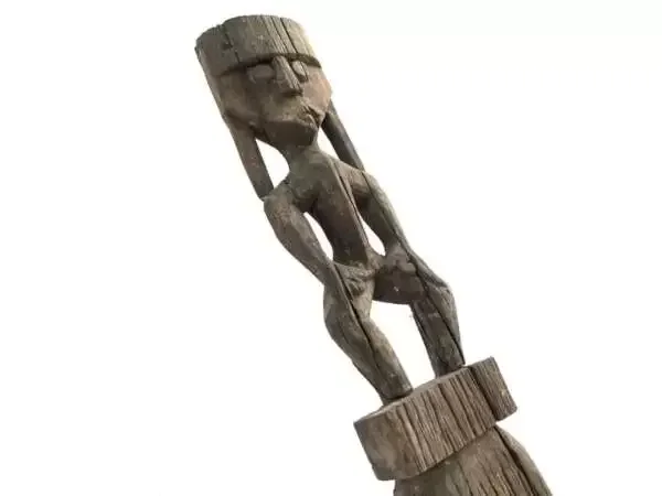 Dayak Bahau Antique Aged Human Effigy Ancestral Funeral Figure Figurine Statue Sculpture
