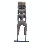 Weathered Wood Artifact (810mm On Stand) 200 years Antique Effigy Statue Cultural Figurine