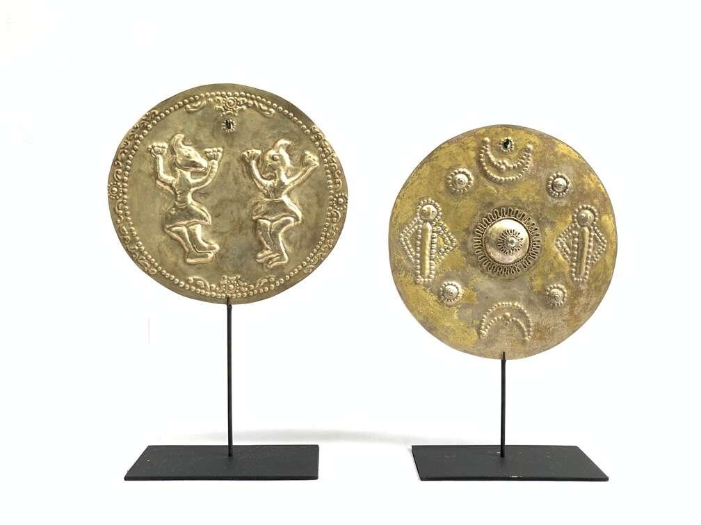 Pectoral Disk (1 Pair) Women Female Jewelry Old Tribal Pendant Maluku Disk Metal Body Adornment Pectoral Disk (1 Pair) Women Female Jewelry Old Tribal Pendant Maluku Disk Metal Body Adornment