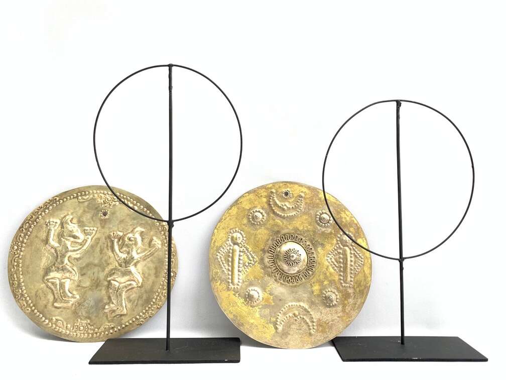 Pectoral Disk (1 Pair) Women Female Jewelry Old Tribal Pendant Maluku Disk Metal Body Adornment Pectoral Disk (1 Pair) Women Female Jewelry Old Tribal Pendant Maluku Disk Metal Body Adornment