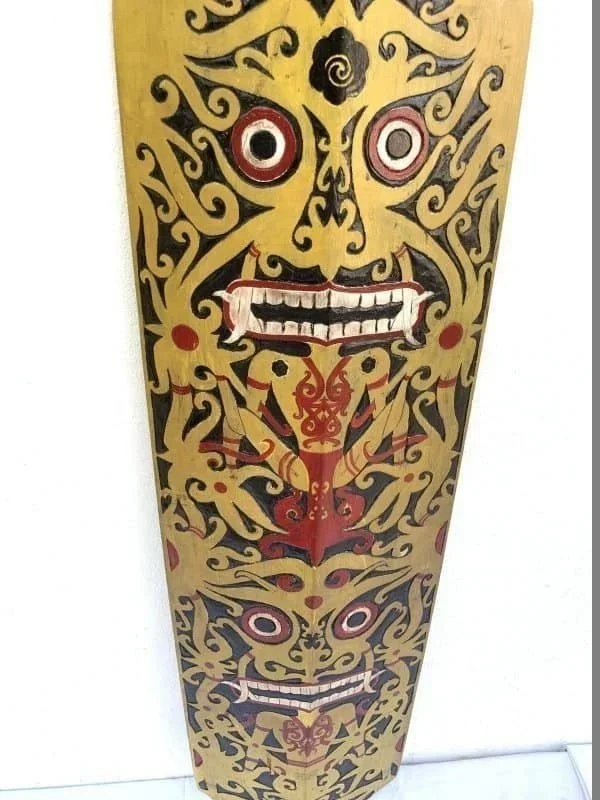 Native Armor 1245mm Tribal Shield Headhunter Dayak Borneo Wood carving Painting Drawing